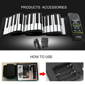 Portable 49/88 Keys Roll Up Piano Flexible Silicone Roll Up Folding Piano Keyboard for Child Student Musical Instruments