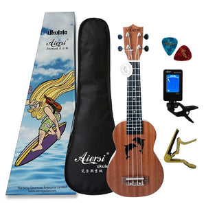 Aiersi brand 21 inch mahogany Soprano ukulele Hawaiian guitar ukelele