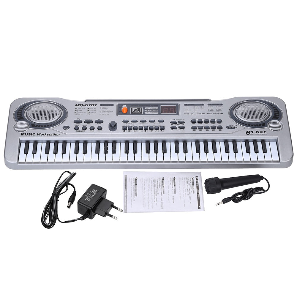 LED Music Toy with Microphone 61 Keys Electronic Keyboard Piano Professional Musical Educational  instruments Gift for Children