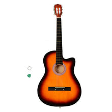 Charger l&#39;image dans la galerie, 38 Inch Creative Cutaway Acoustic Guitars with Guitar Plectrum Portable Students Wooden Guitar 19 Frets Stringed Instrument