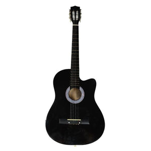 38 Inch Creative Cutaway Acoustic Guitars with Guitar Plectrum Portable Students Wooden Guitar 19 Frets Stringed Instrument