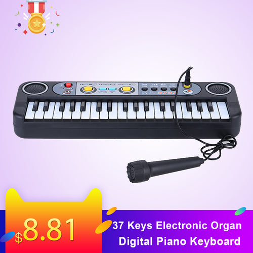 37 Keys Electronic Organ Digital Piano Keyboard with Microphone Kids Toys Stave Music Toy Develop Child's Talents