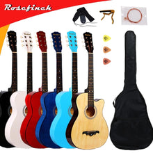 Charger l&#39;image dans la galerie, 38 inch Acoustic Guitar for Beginners Guitar Sets with Capo Picks 6 Strings Guitar Basswood 13 Colors Musical Instruments AGT166