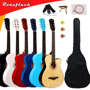 38 inch Acoustic Guitar for Beginners Guitar Sets with Capo Picks 6 Strings Guitar Basswood 13 Colors Musical Instruments AGT166