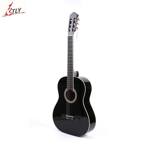 High Quality 39" Basswood Classic Guitar White Bordure Black Guitar Guitarra for Beginner Students Music Lovers