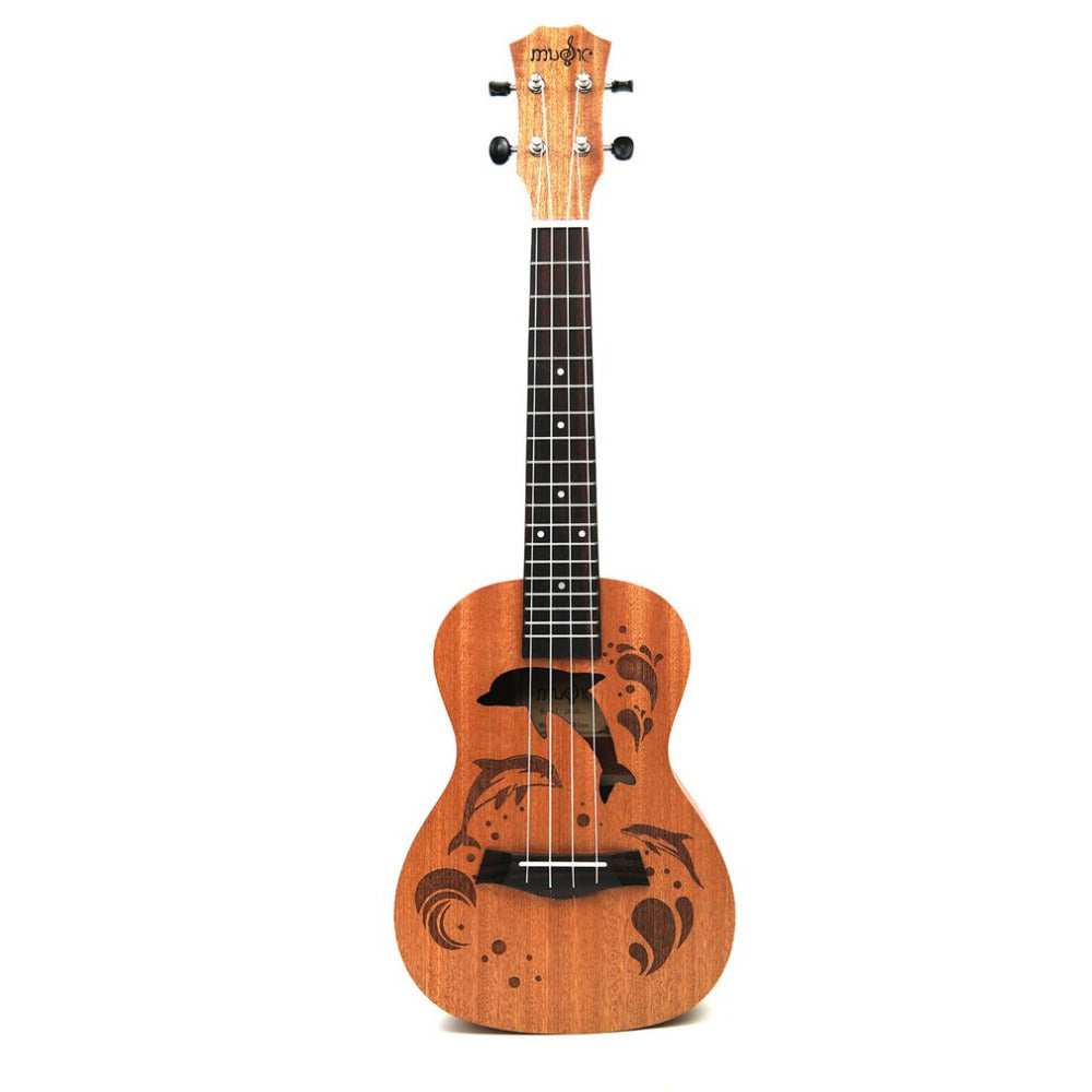 21/23 Inch Professional Sapele Dolphin Pattern Ukelele  Guitar Mahogany Neck Delicate Tuning Peg 4 Strings Wood Ukulele Gift